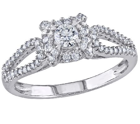 Affinity 1/2 cttw Round Halo Diamond Ring, 14K White Gold