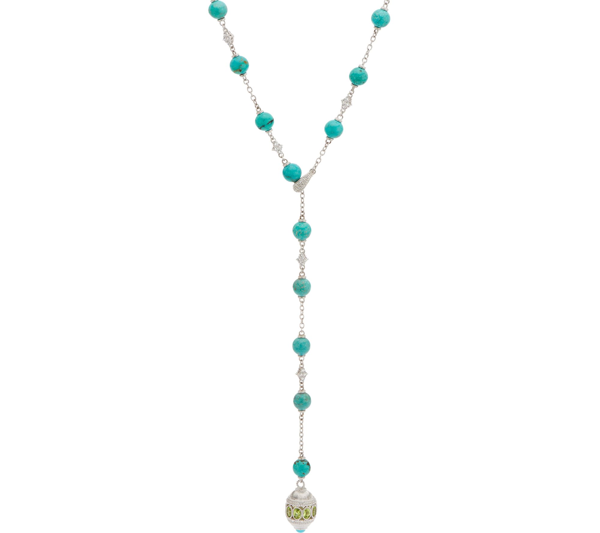 Judith Ripka Sterling Silver Turquoise Bead & Peridot Necklace — QVC.com