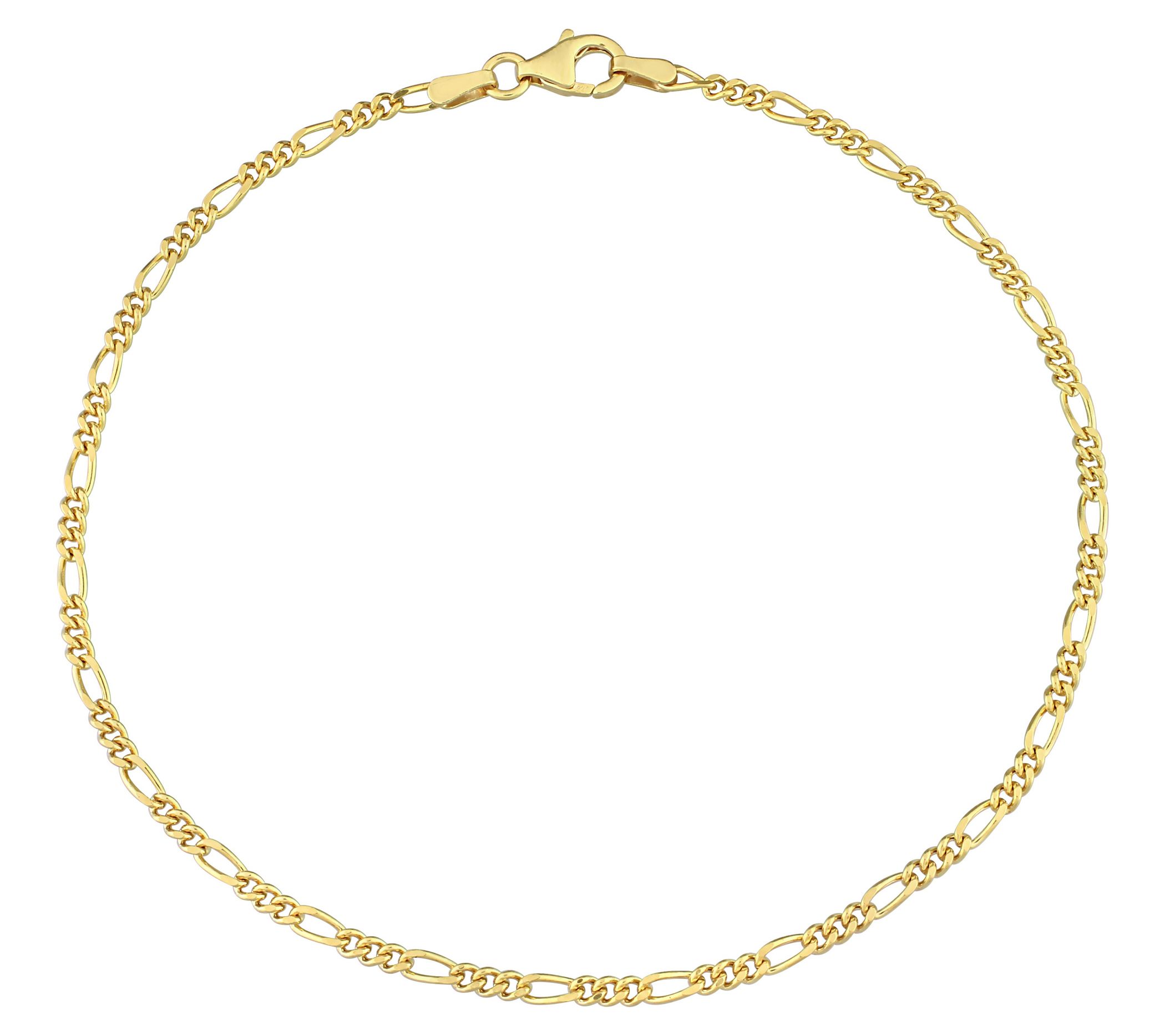 QVC Men's Diamond Cut Figaro Chain Bracelet, Sterling Silver