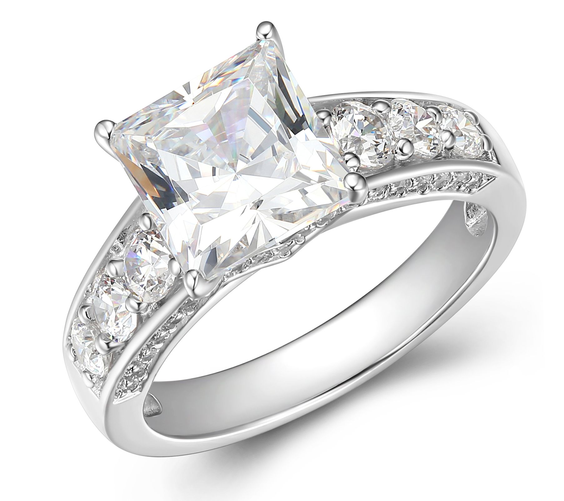 Diamonique 5.75 cttw Princess Cut Ring, Sterlin Silver