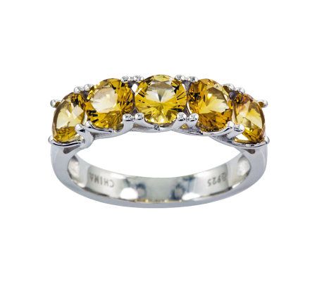 Sterling 2.20 cttw Citrine 5-Stone Ring