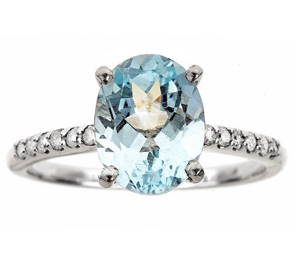 Sterling Silver 1.80 cttw Gemstone & 1/8 cttw D iamond Ring