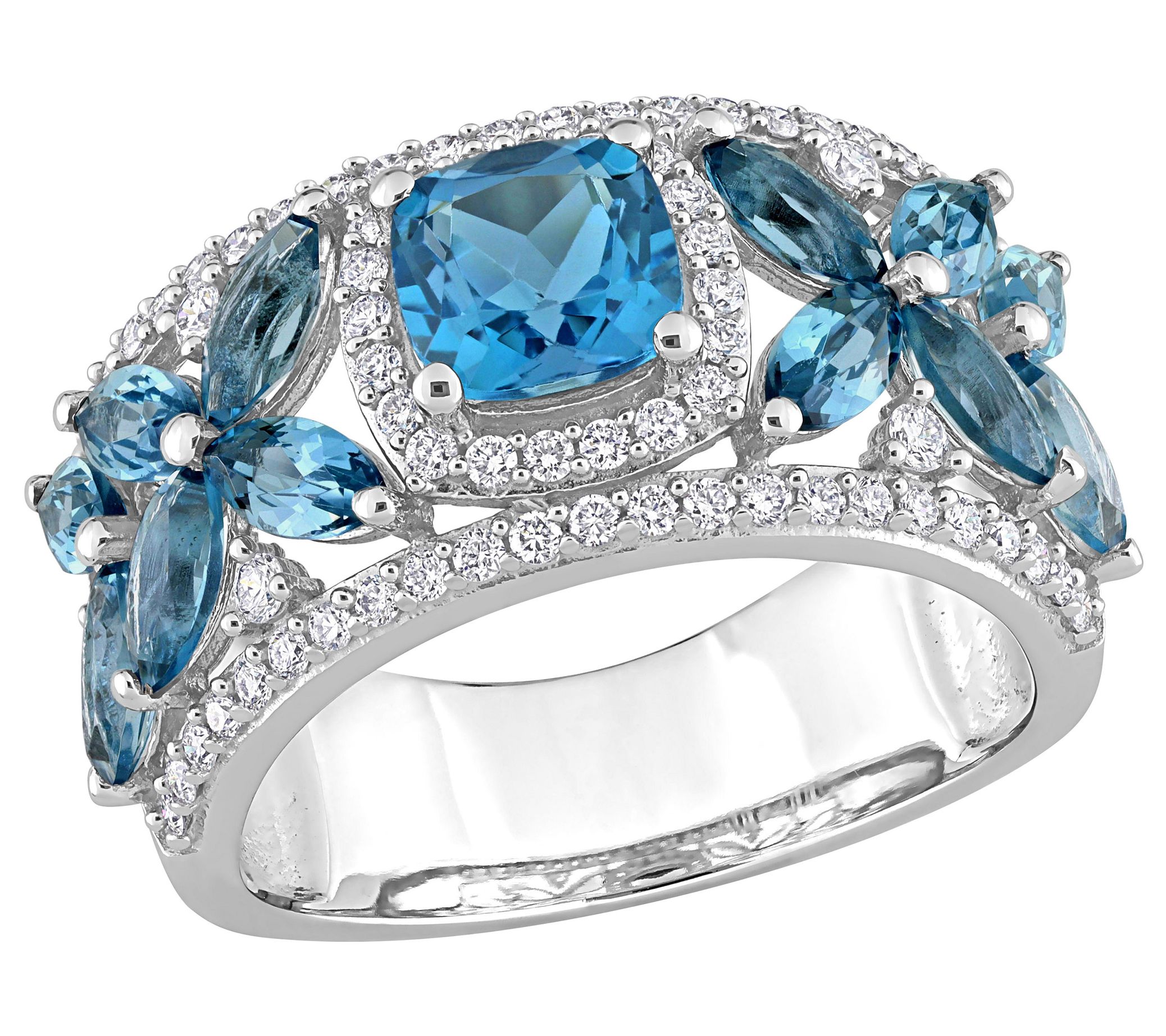 Bellini 3.50 cttw Blue Topaz & 0.45 cttw Diamon d Ring, 14K