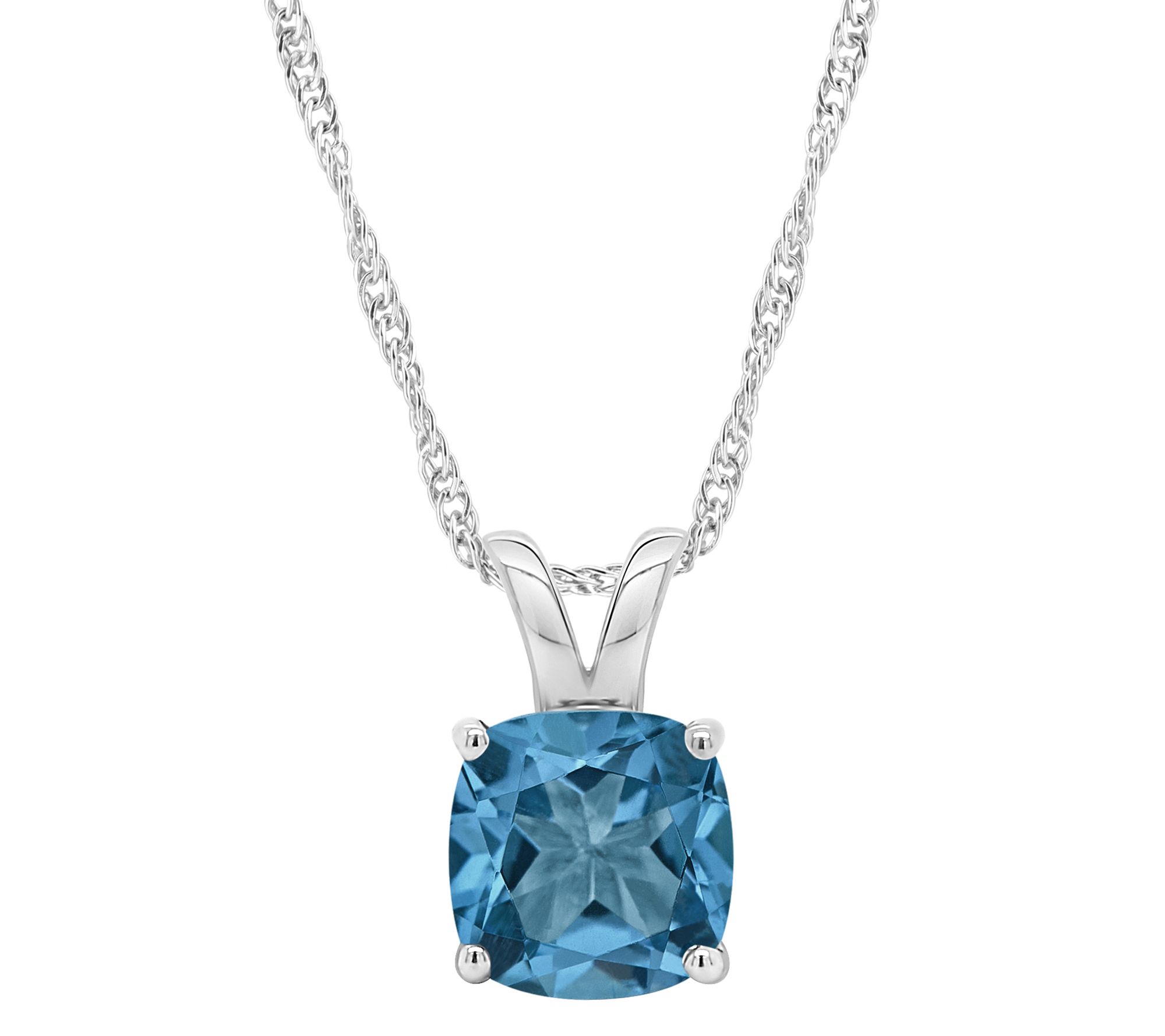 14K Gold Cushion 2.50 cttw London Blue Topaz Pendant w/ Chain