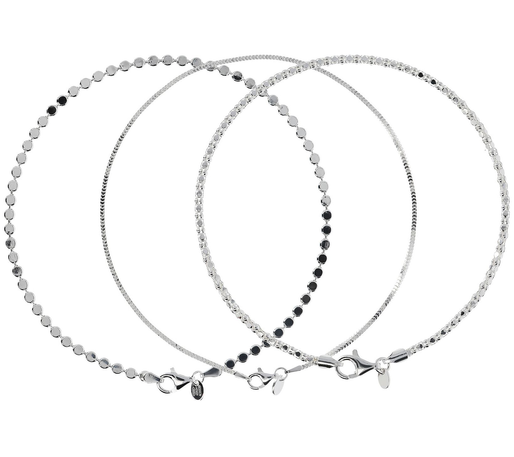 UltraFine Silver Set of 3 Ankle Bracelets