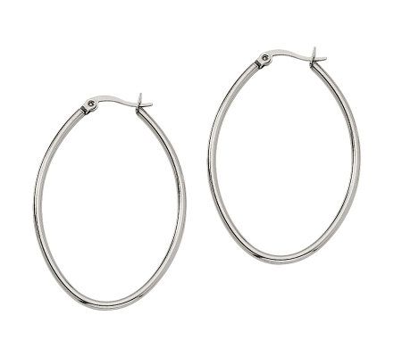 Steel by Design Oval 1-1/2 Hoop Earrings