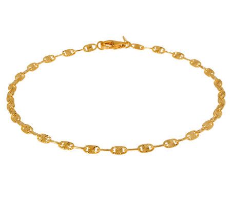 Veronese 18K Clad 10 Diamond Cut Sunburst Mari ne Link Anklet