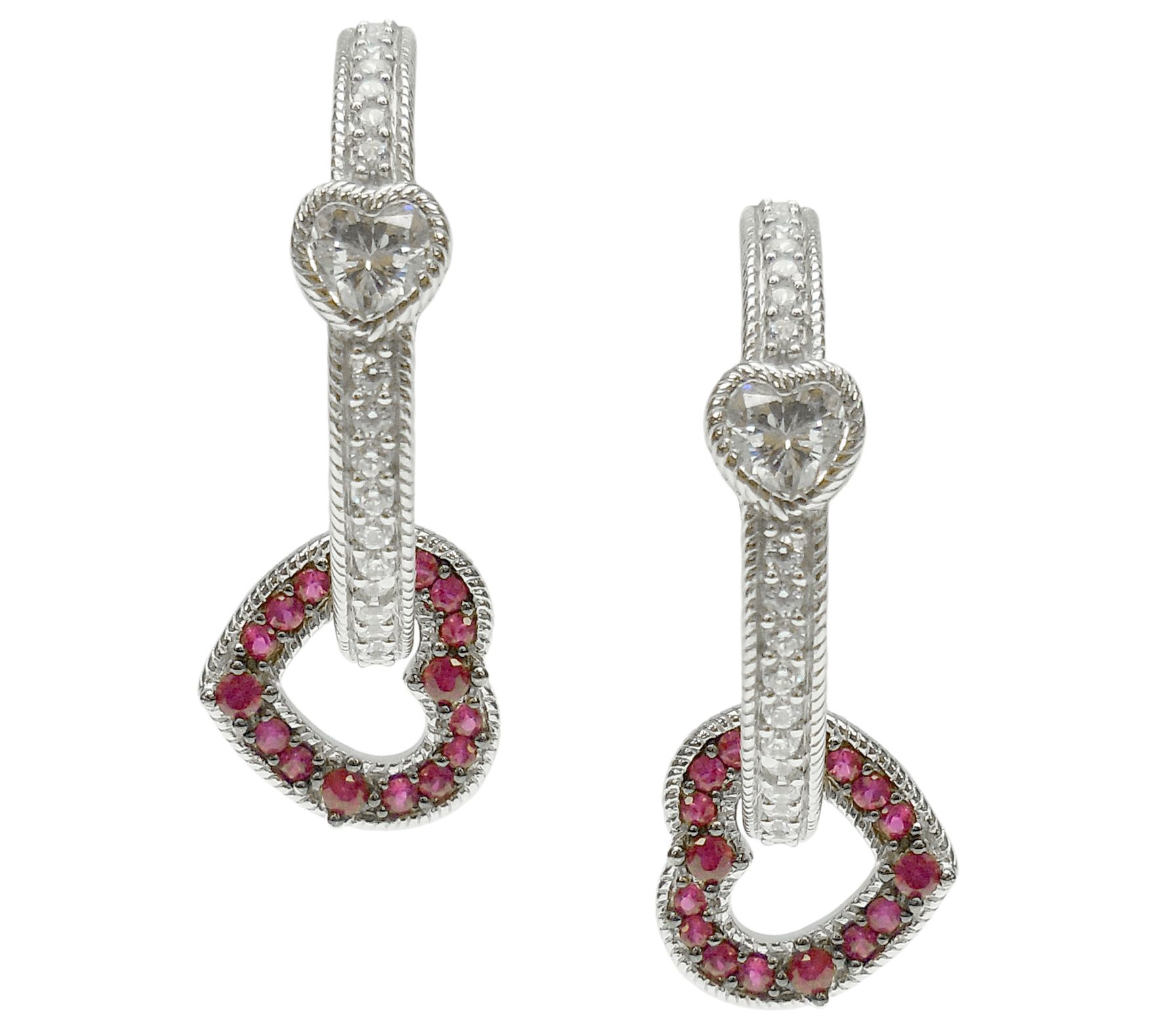 Judith Ripka Sterling African Ruby & Diamonique Hoop
