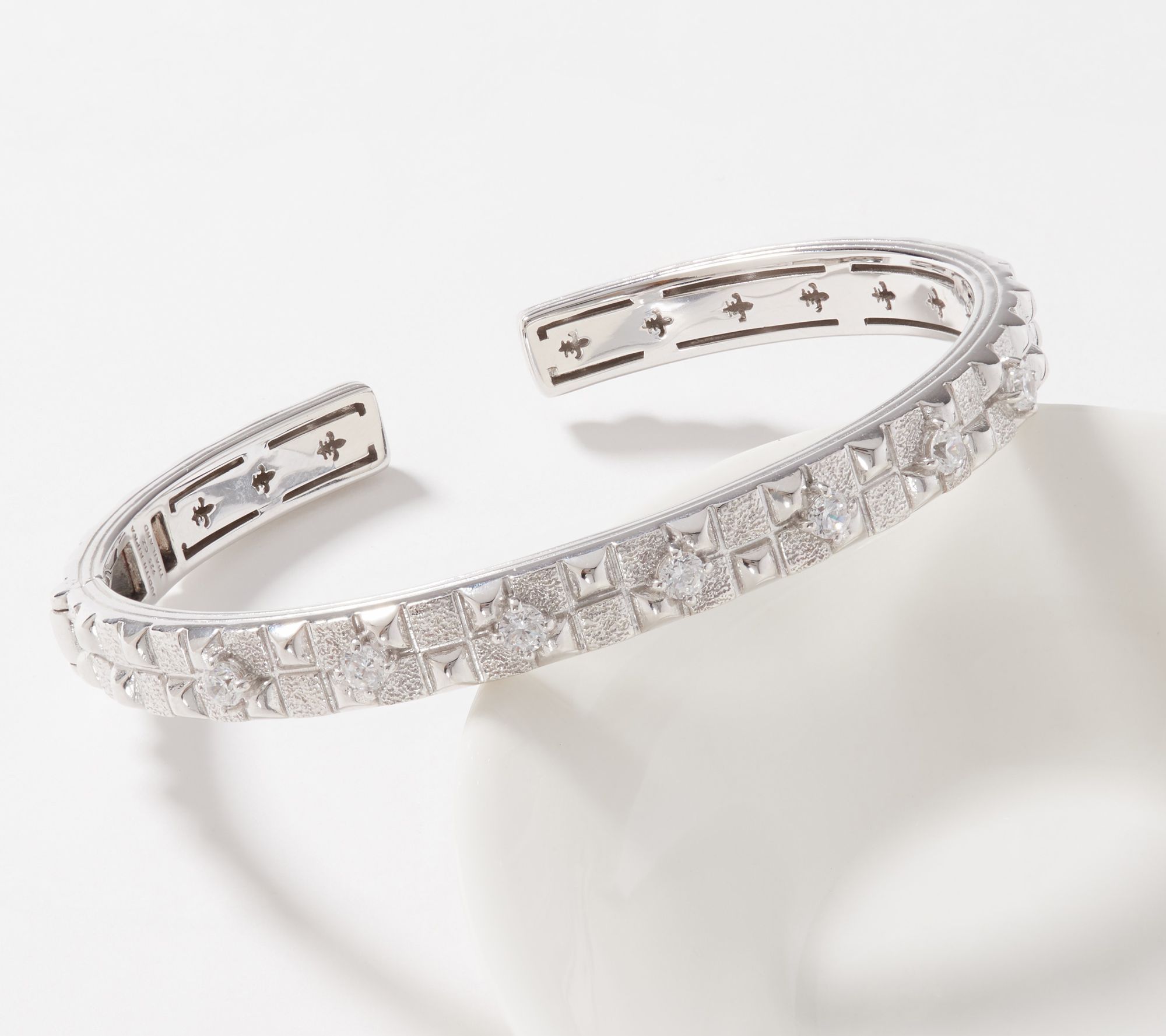Judith Ripka Sterling Silver Waffle Diamonique Cuff