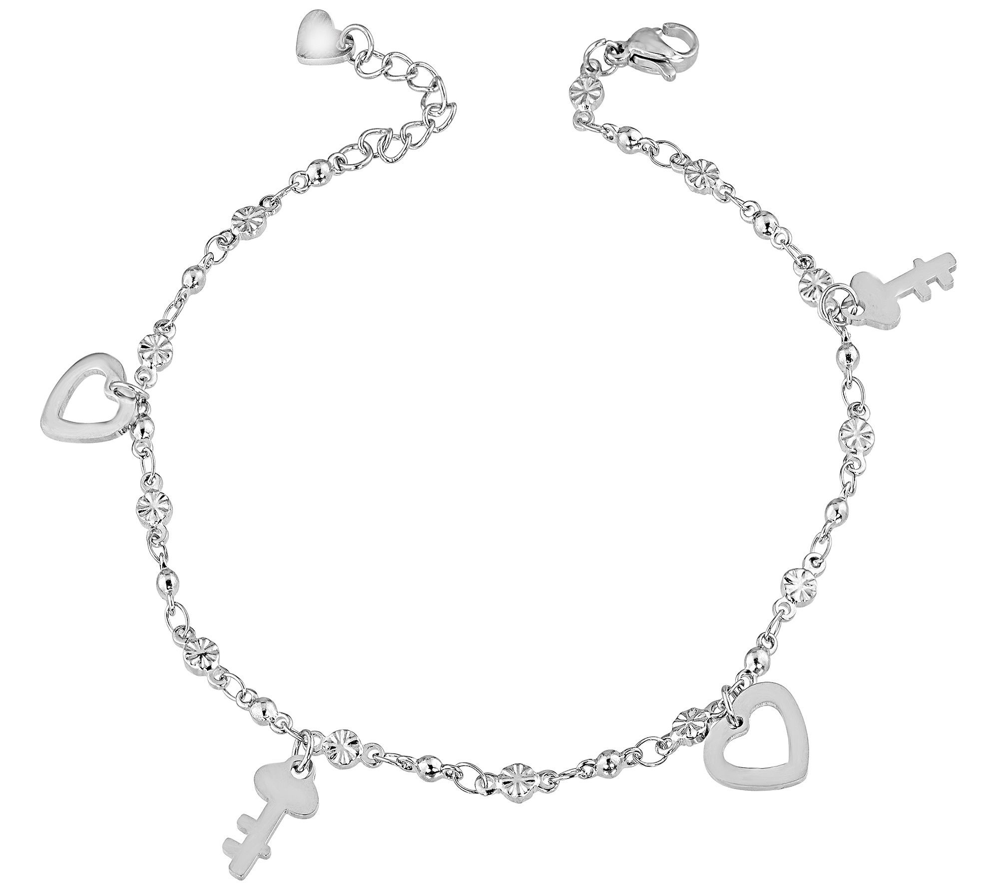 Steel by Design Heart & Key Anklet