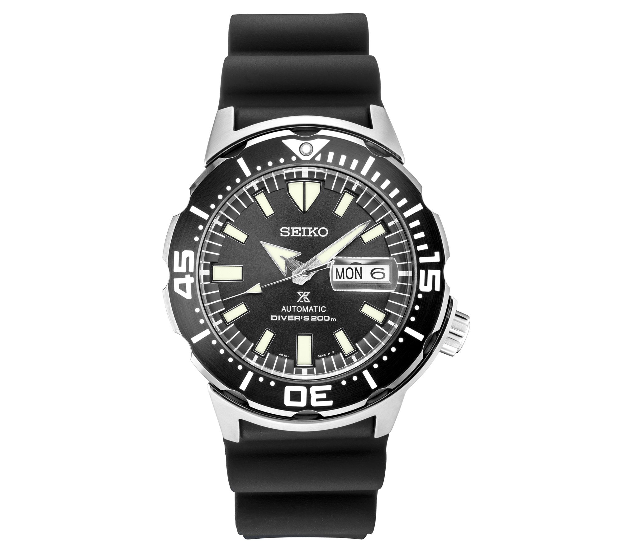 Seiko Mens Automatic Stainless Black Silico ne Strap Watch