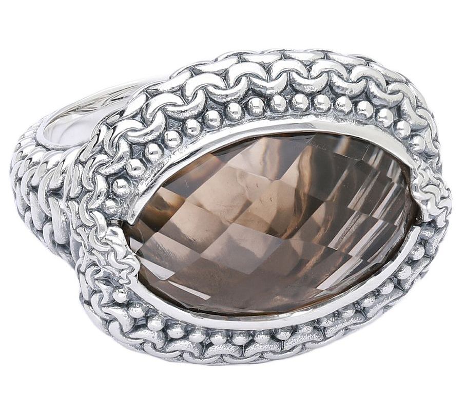 Tiffany Kay Studio Sterling Silver Oval Smoky Q artz Ring