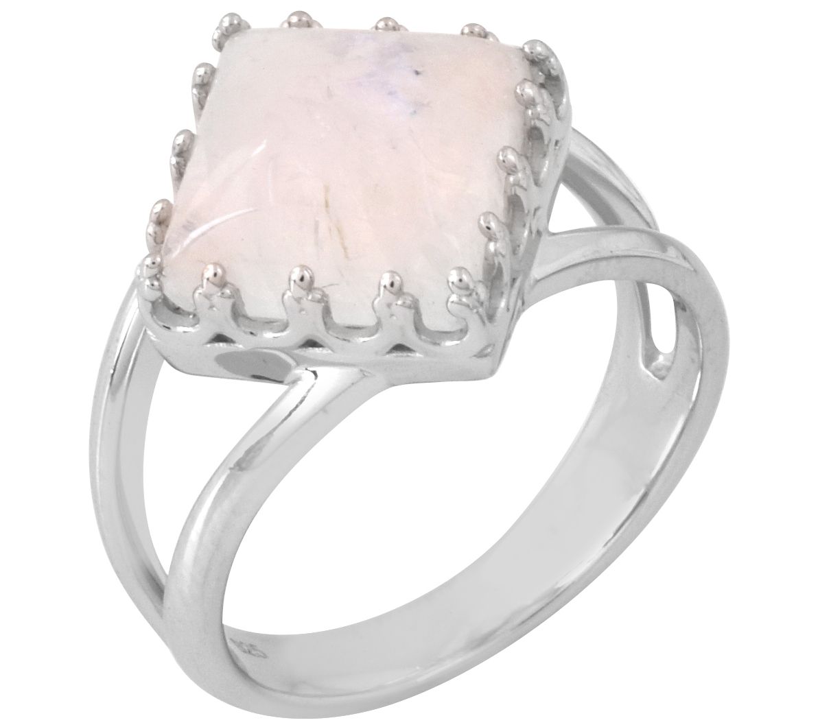 Affinity Gems Sterling Silver Solitaire Rainbow Moonstone Ring