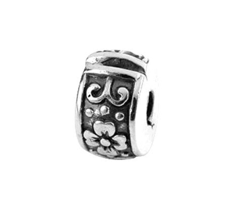 Prerogatives Sterling Hinged Floral-Design Clip Bead