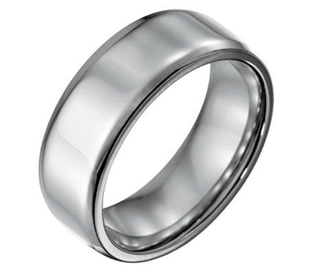 Steel By Design Mens 8mm Beveled Edge Polished Ring
