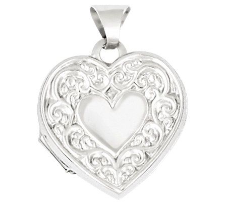 Sterling Scroll Heart Locket