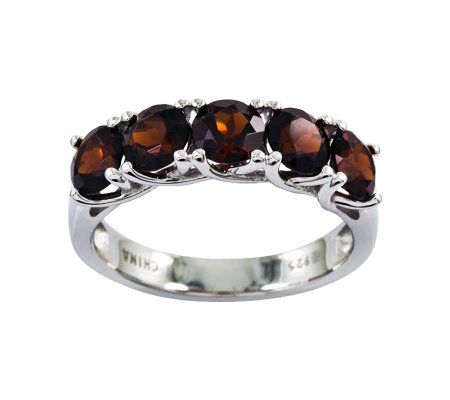 Sterling 3.15 cttw Garnet 5-Stone Ring