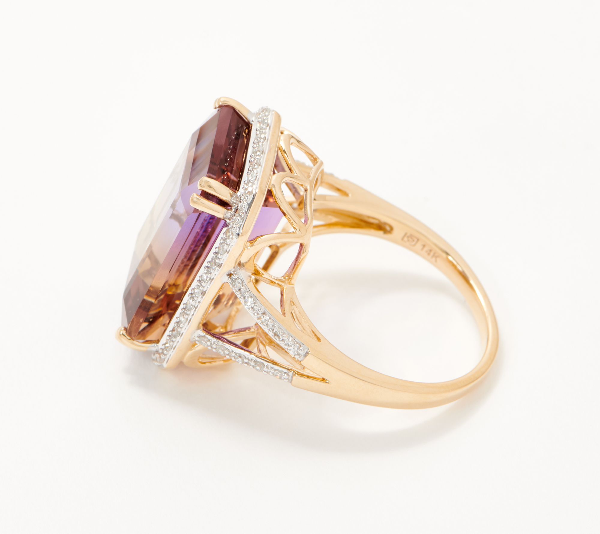 14K Gold Ametrine and Diamond Ring