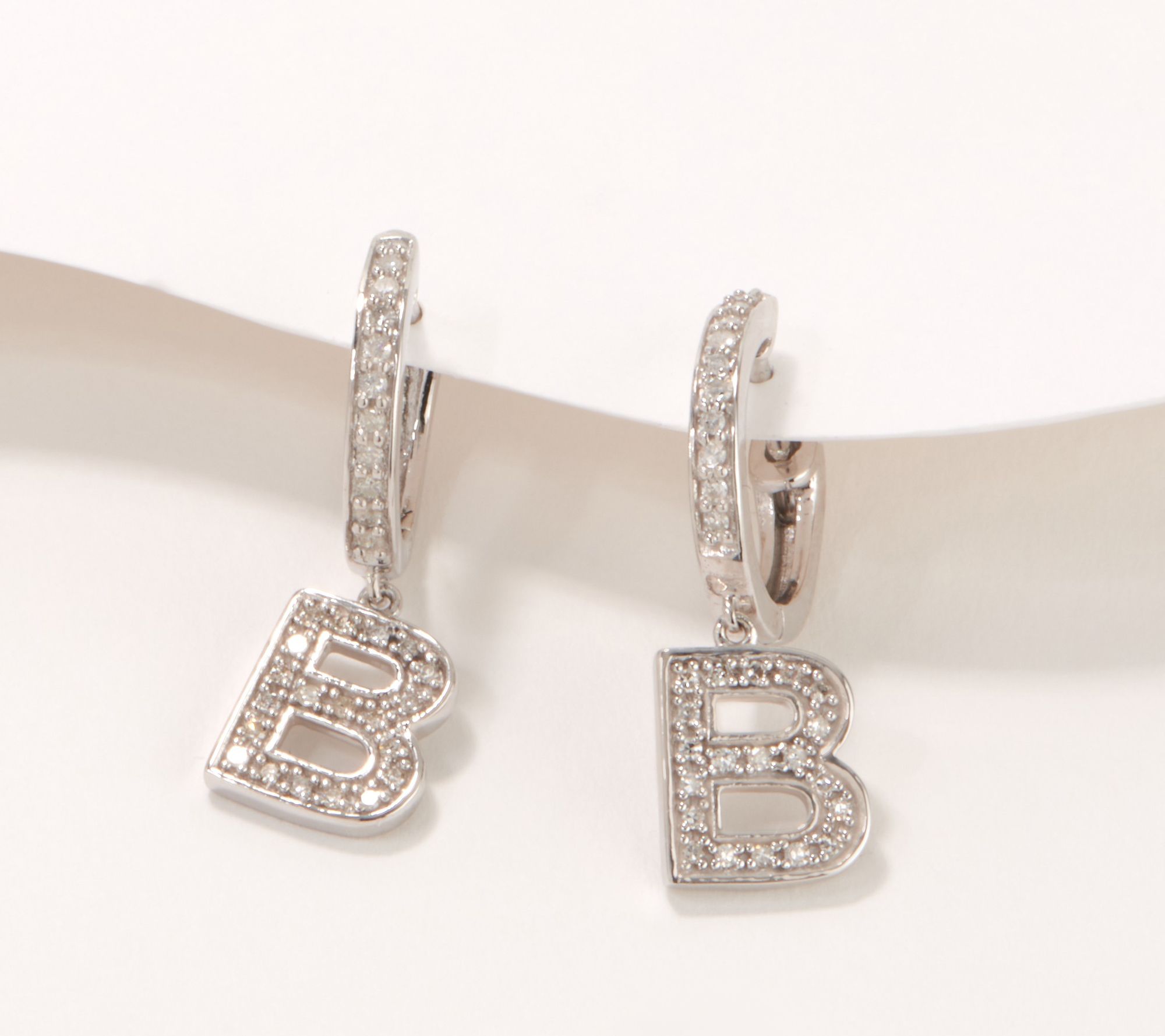 Affinity Sterling Silver Diamond Initial Hoop Earrings,0.20ct