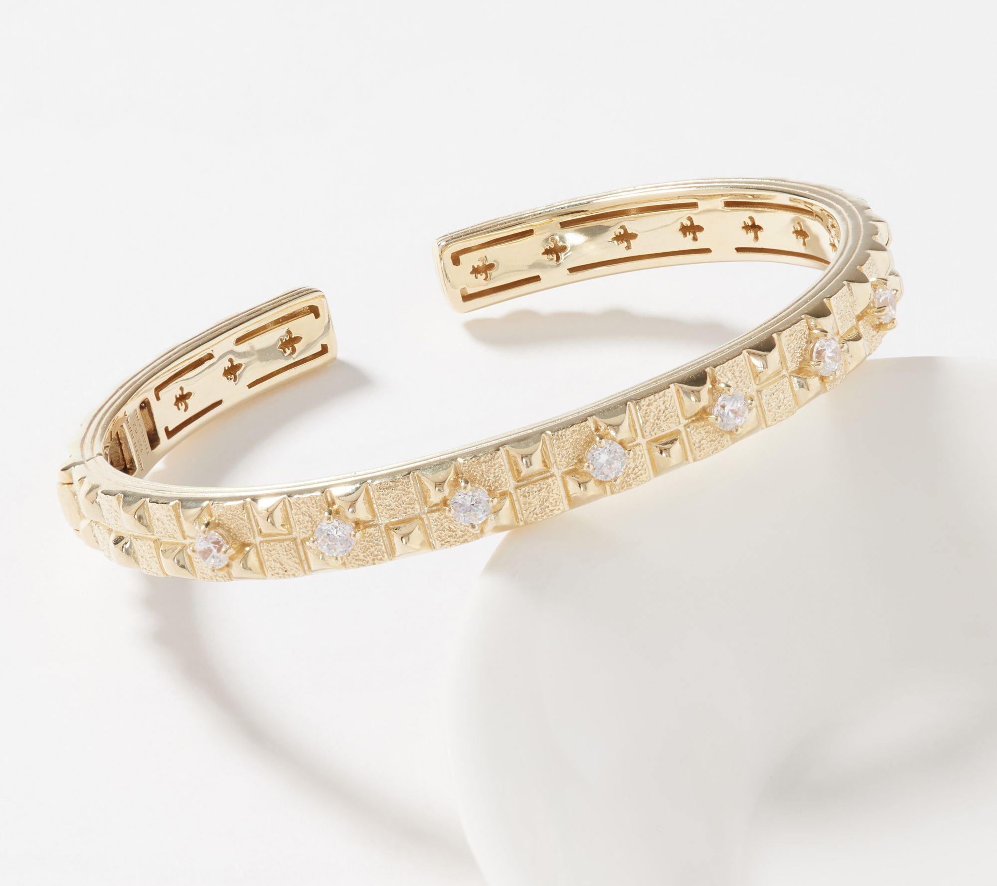 Judith Ripka 14K Gold Clad Waffle Diamonique Cuff