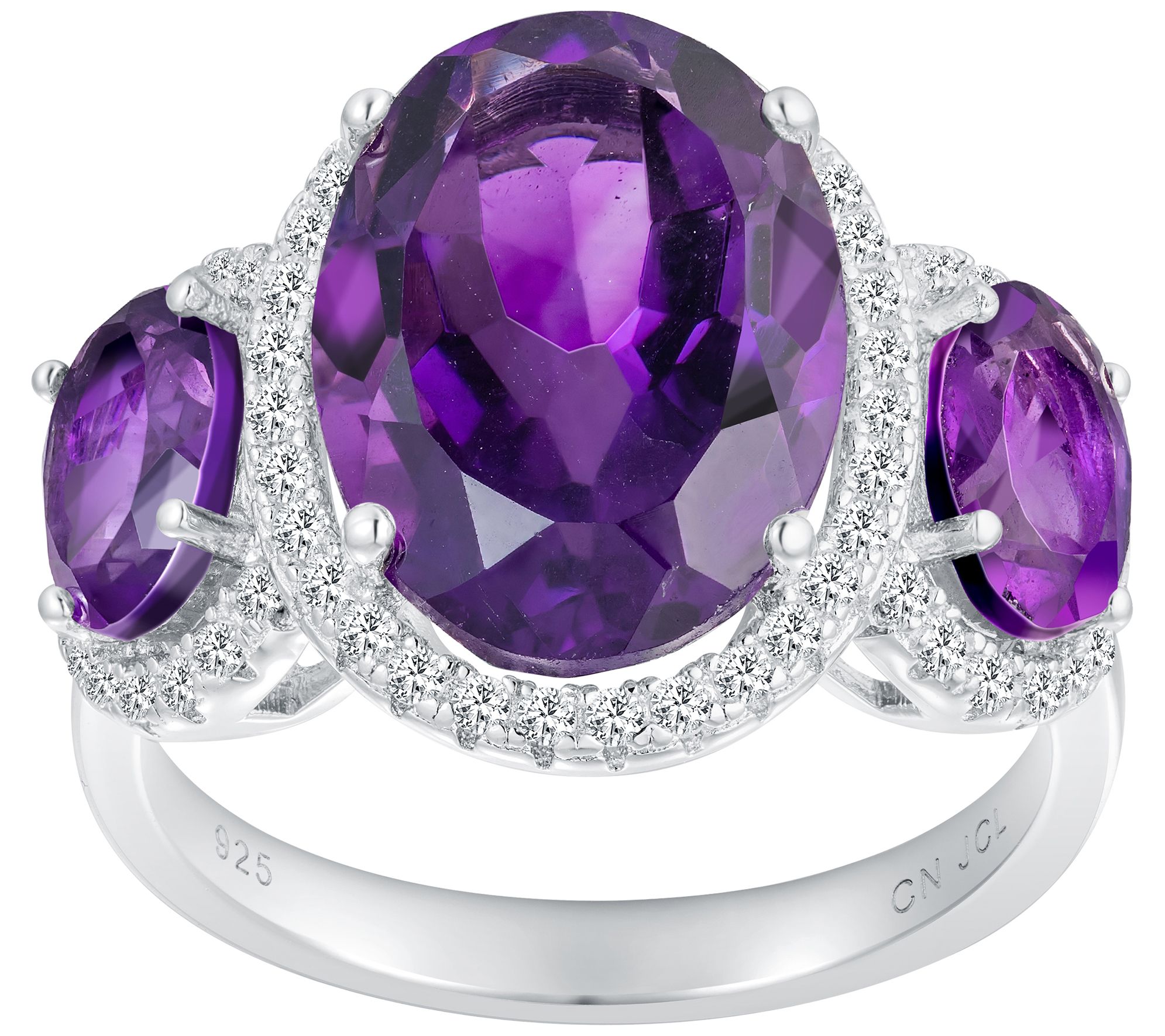 Sterling Silver Multi-Gemstone Halo Ring