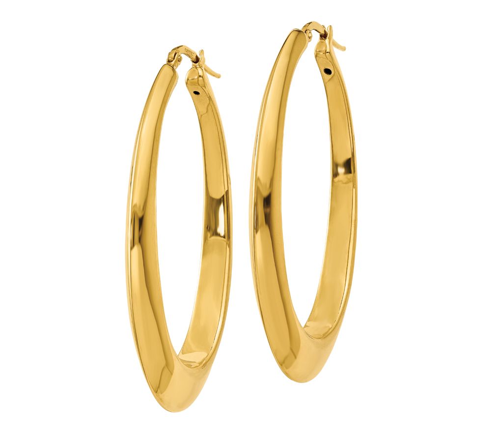 Italian Gold 2-1/8 Oval Hoop Earrings, 14K