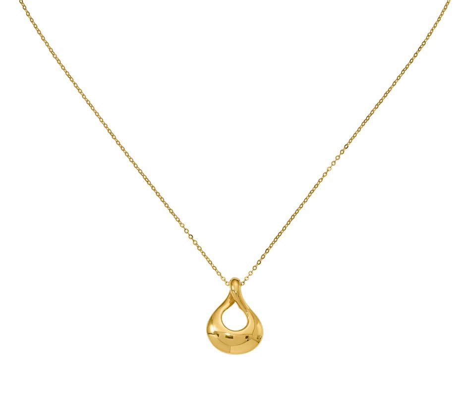 Italian Gold Tear Drop Pendant w/ Chain, 14K
