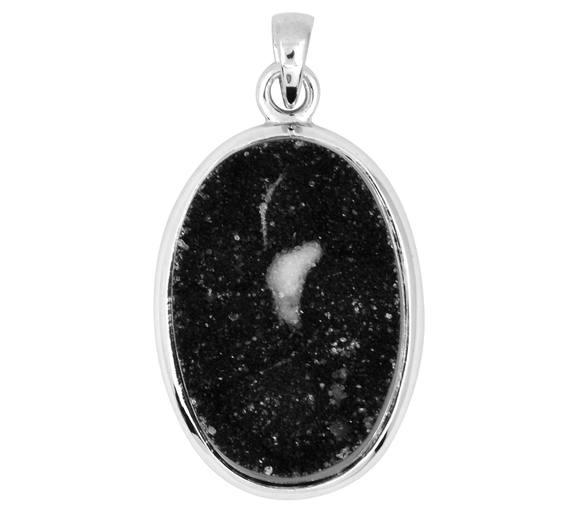 Sterling Silver Pendant w/ Drusy Black Chalcedo y