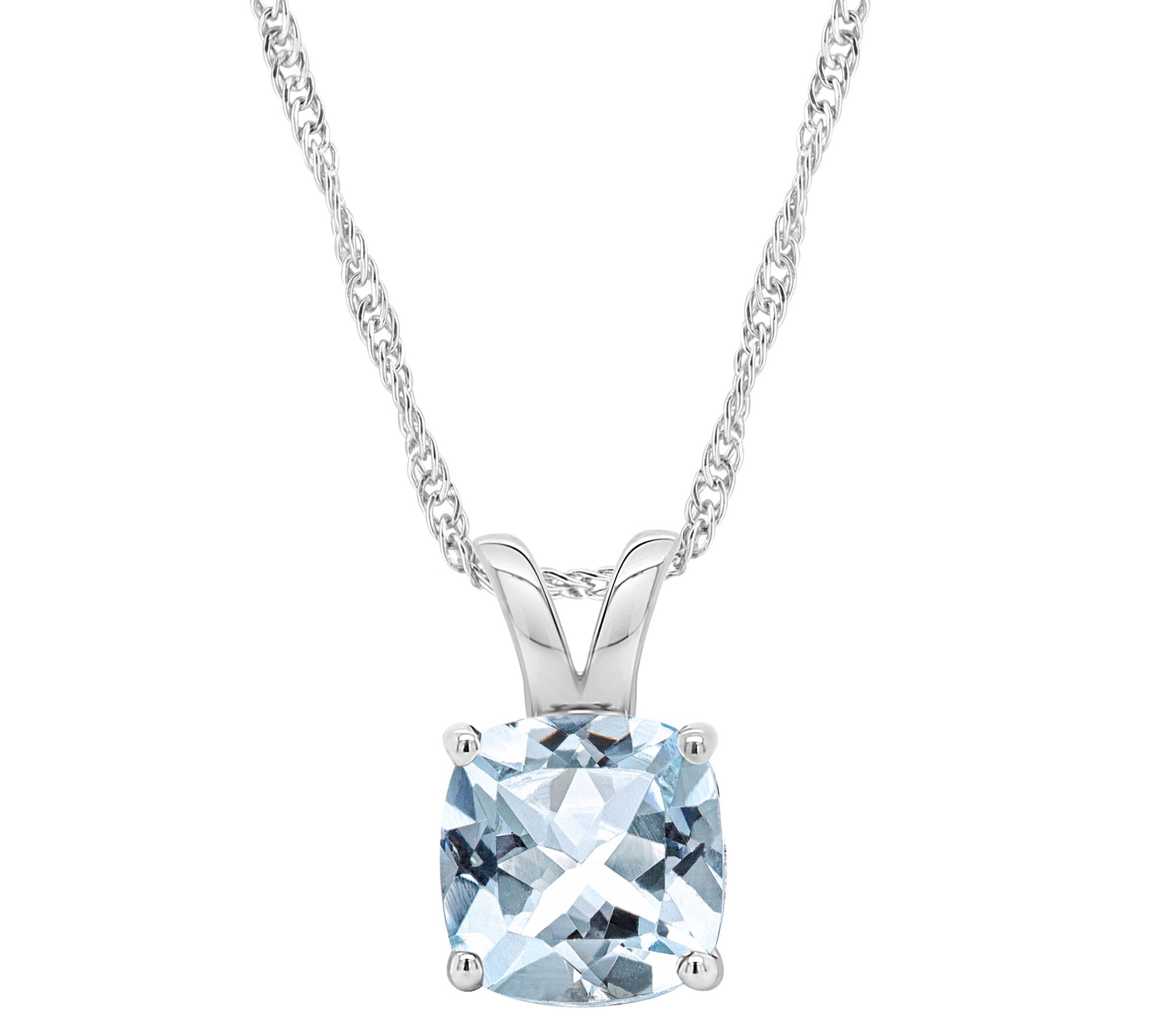 14K Gold Cushion Cut 2.50 cttw Sky Blue Topaz Pendant w/ Chai