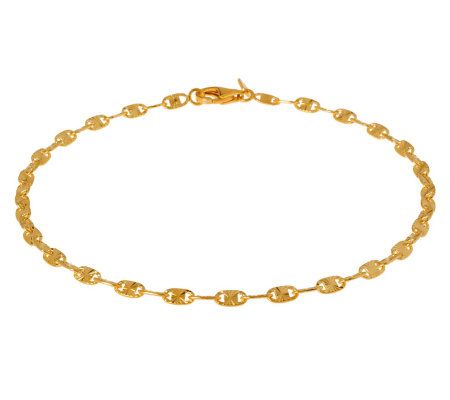 Veronese 18K Clad 11 Diamond Cut Sunburst Mari ne Link Anklet
