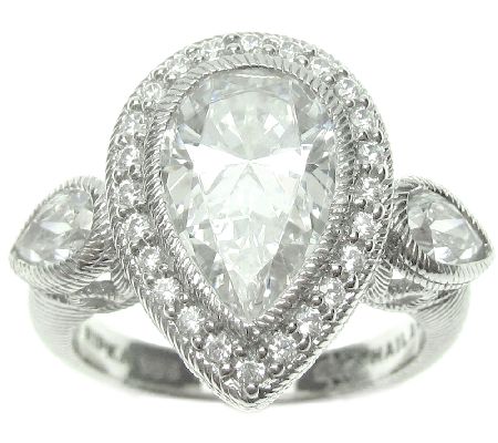 Judith Ripka Sterling 4.70cttw Pear Shaped Diam onique Ring