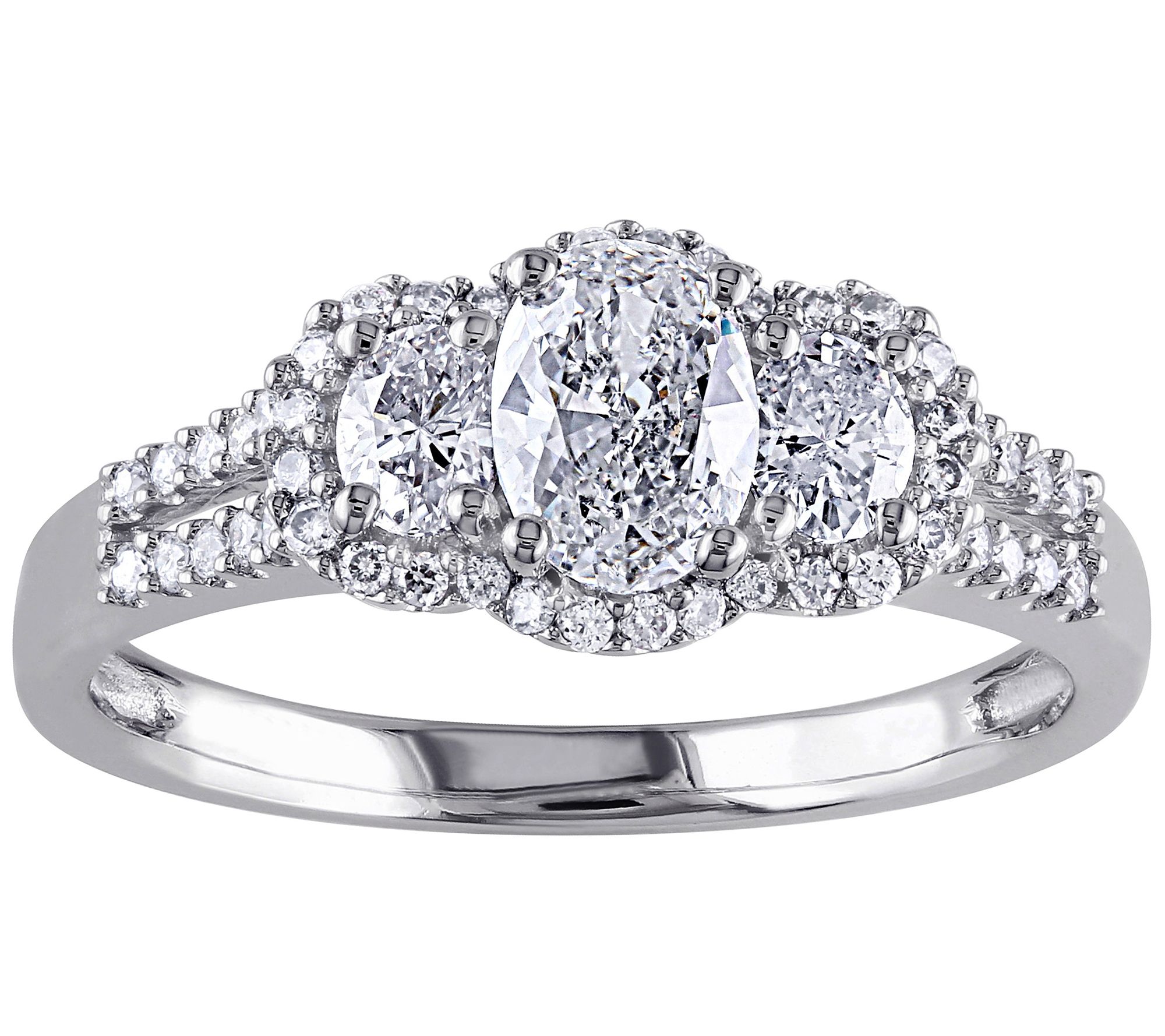 Affinity 9/10 cttw Oval & Round Diamond Ring, 1 4K White Gold