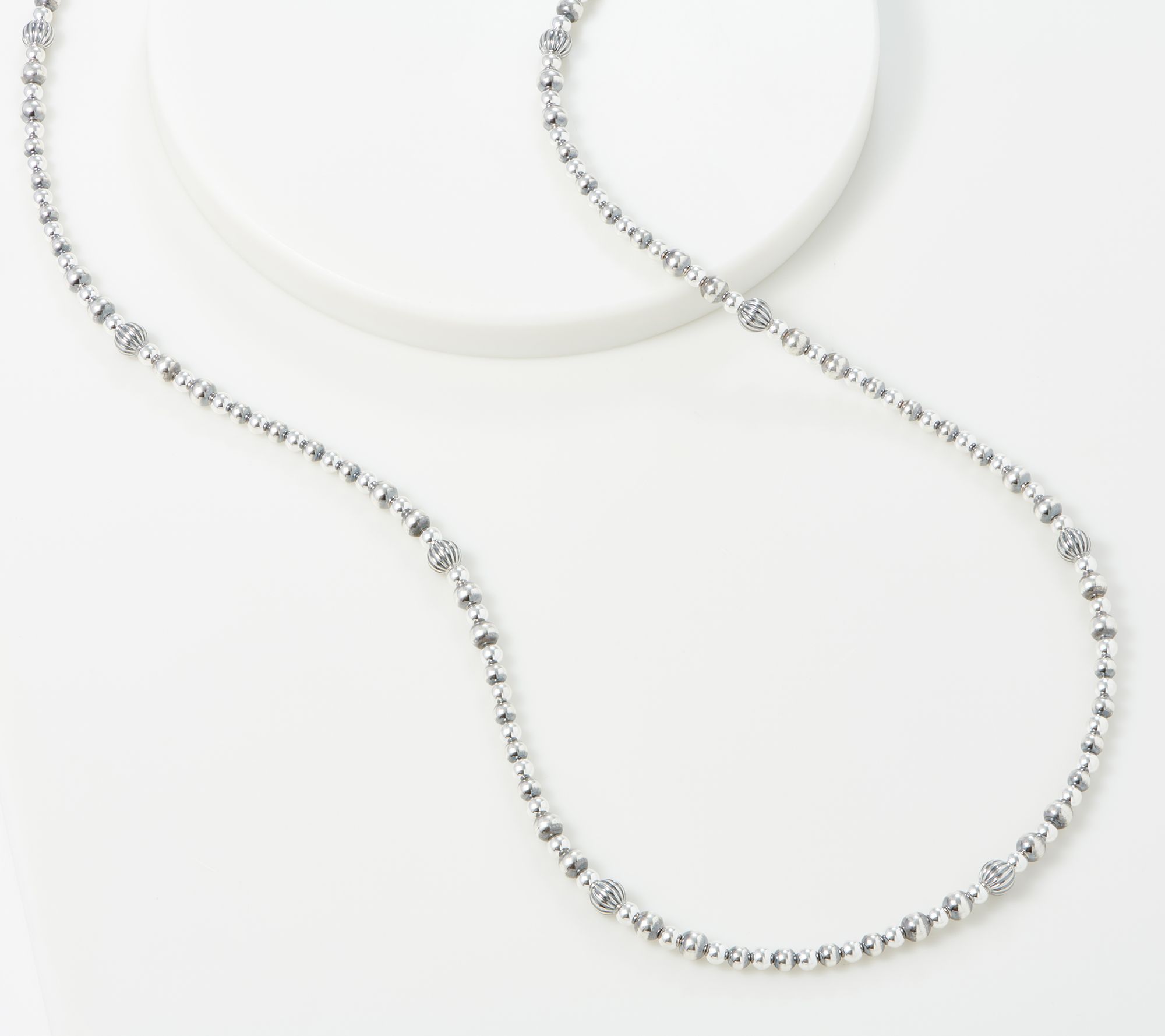 American West 64 Sterling Textured & Polished Bead Necklace