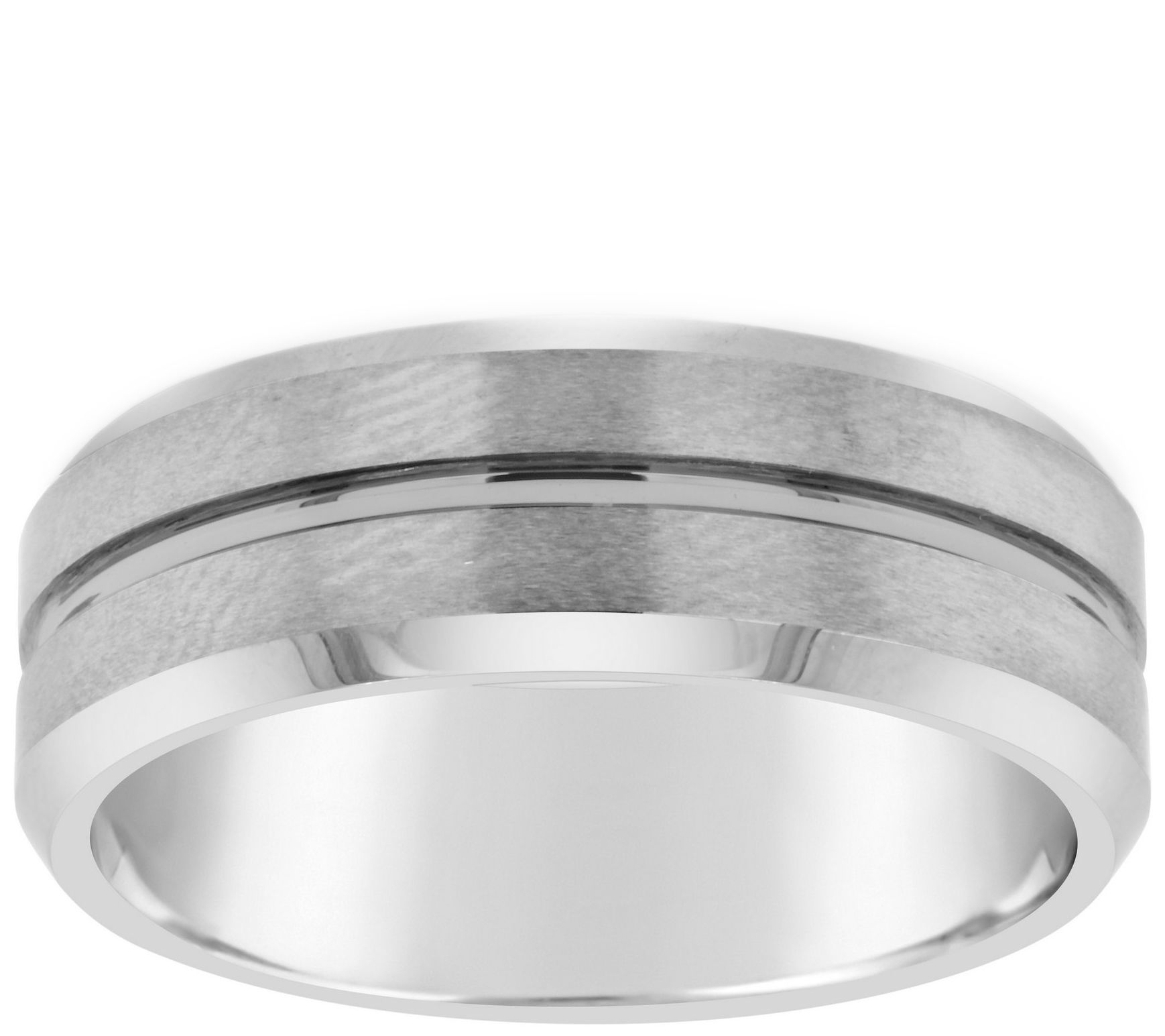 Men's Grooved 8mm Brushed Finish Tungsten Wedding Band