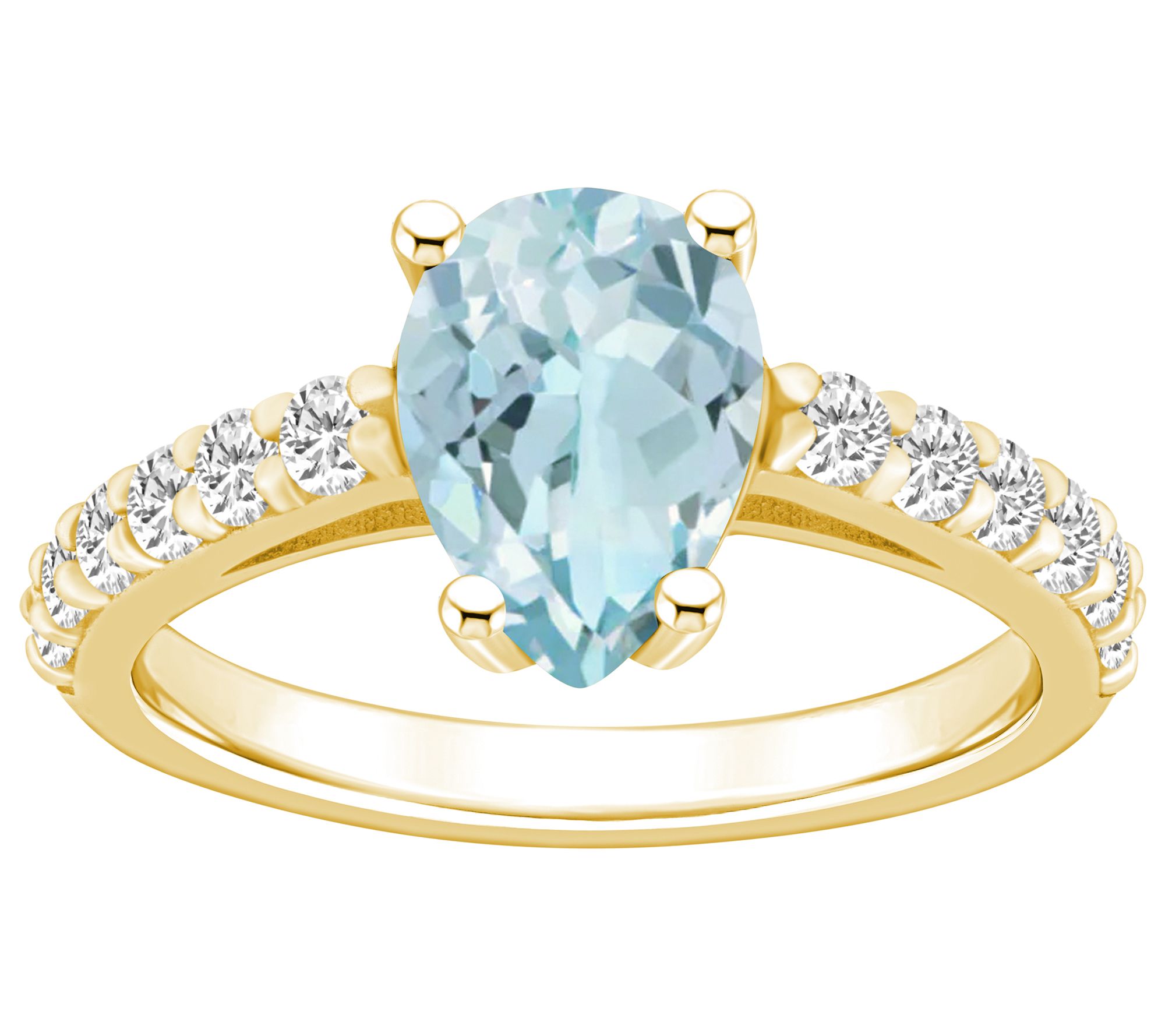 Affinity Gems Pear Cut Aquamarine & Diamond Ring, 14K Gold