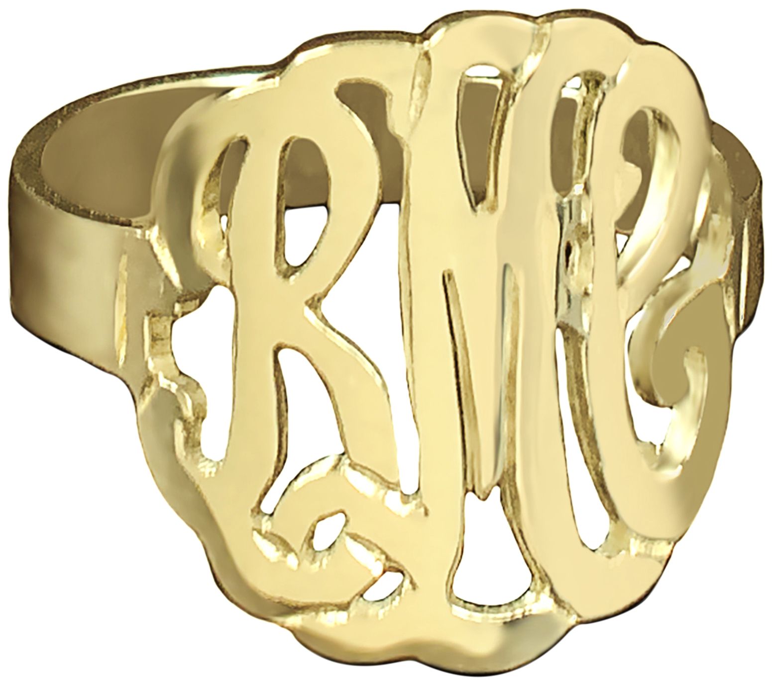 14K Yellow Gold-Plated Personalized Curved Monogram Ring