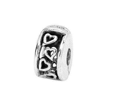 Prerogatives Sterling Hinged Open Hearts Clip B ead