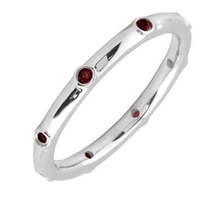 Simply Stacks Sterling Garnet Multi-stone Stack able Ring