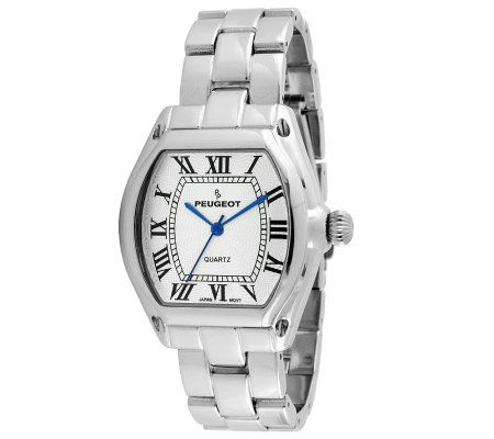 Peugeot Womens Silvertone Roman Numeral Bracel et Watch