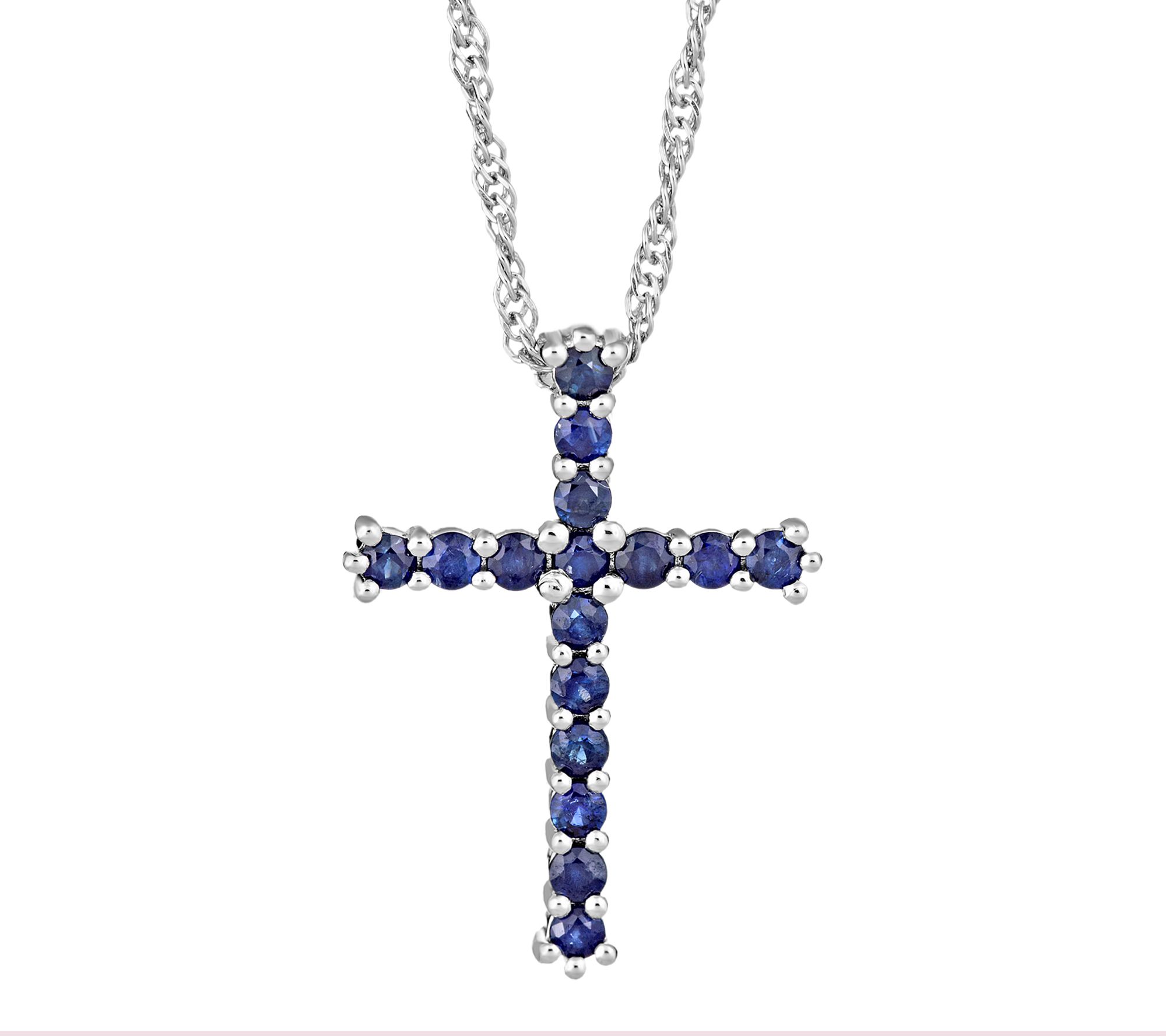 Sterling 0.60 cttw Sapphire Cross Pendant with1 8 Chain