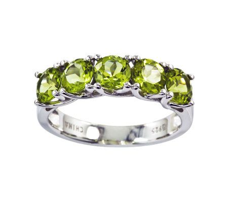 Sterling 2.75 cttw Peridot 5-Stone Ring