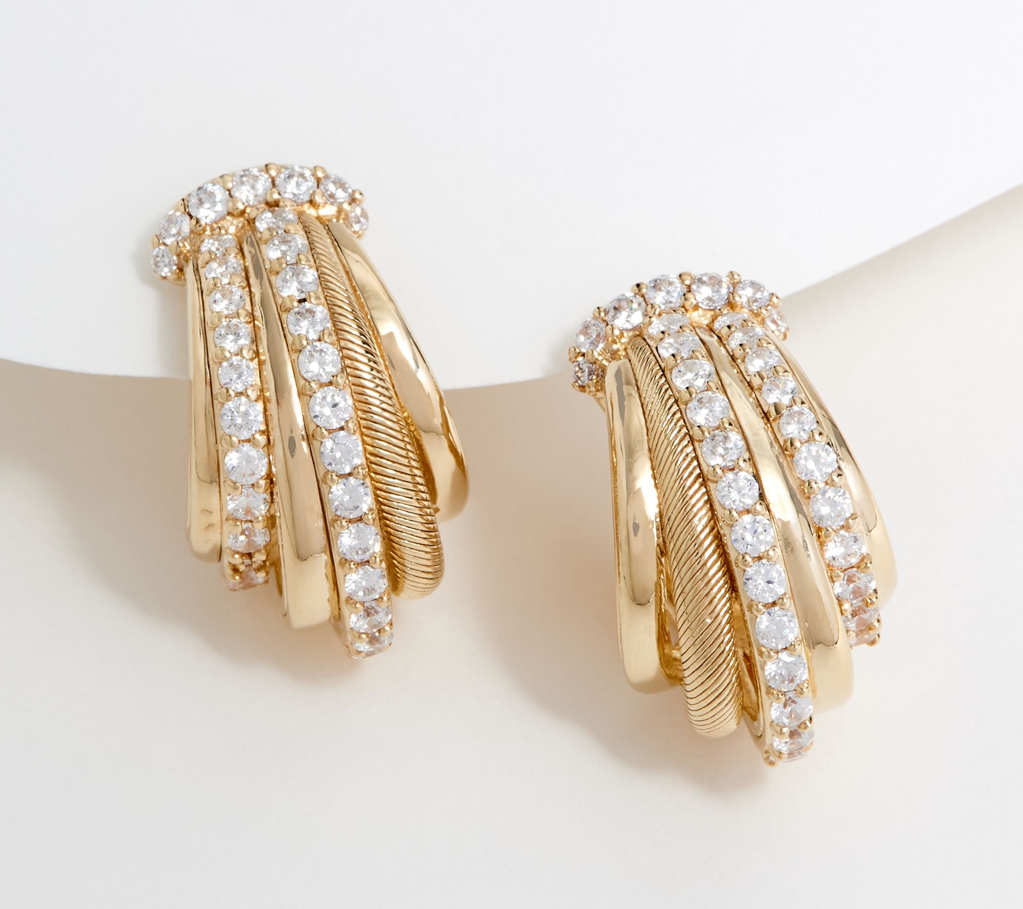 Judith Ripka Sterling or 14K Clad Diamonique Hoop Earrings
