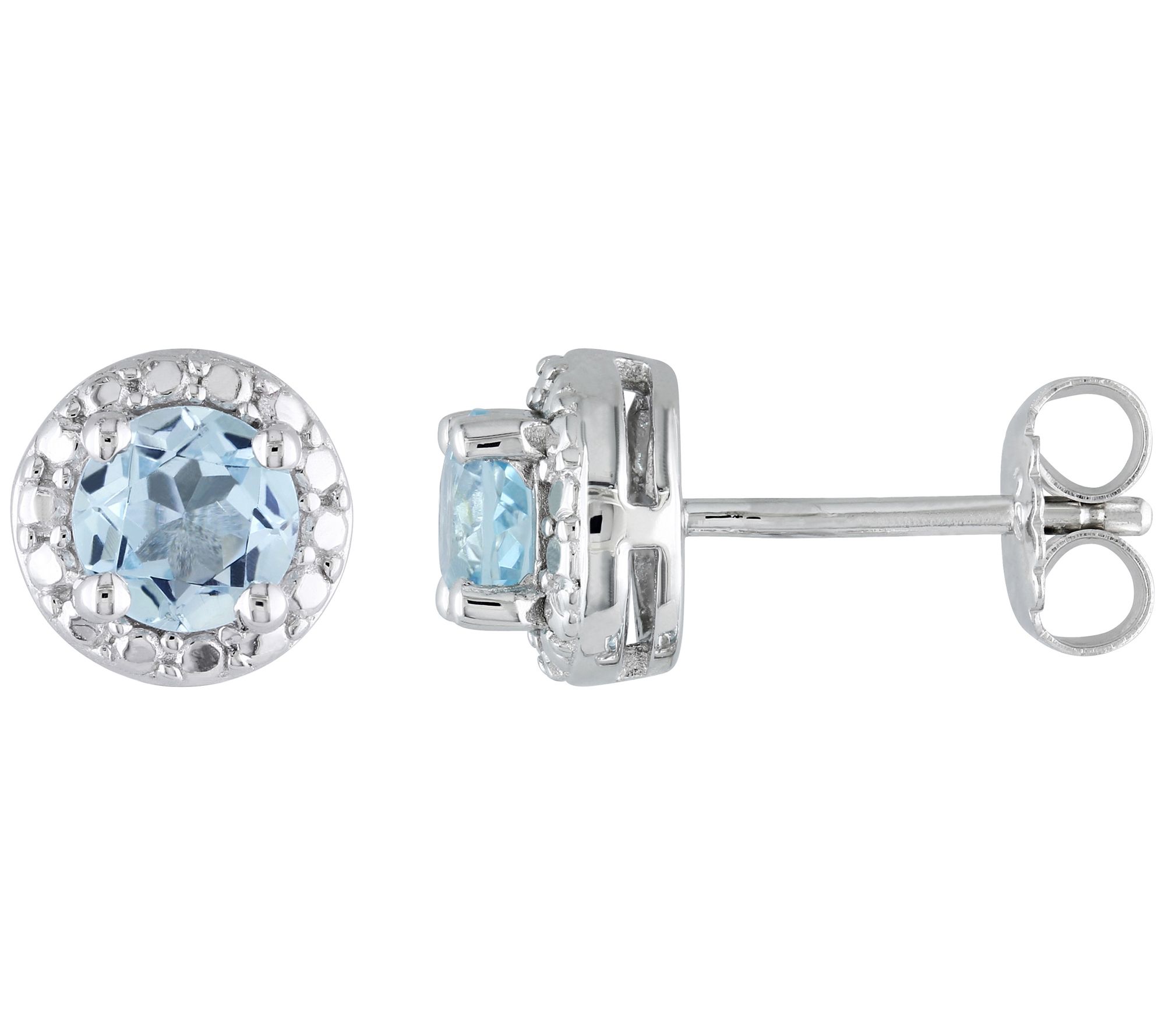 Sterling Silver 1.05 cttw Blue Topaz Halo Stud arrings