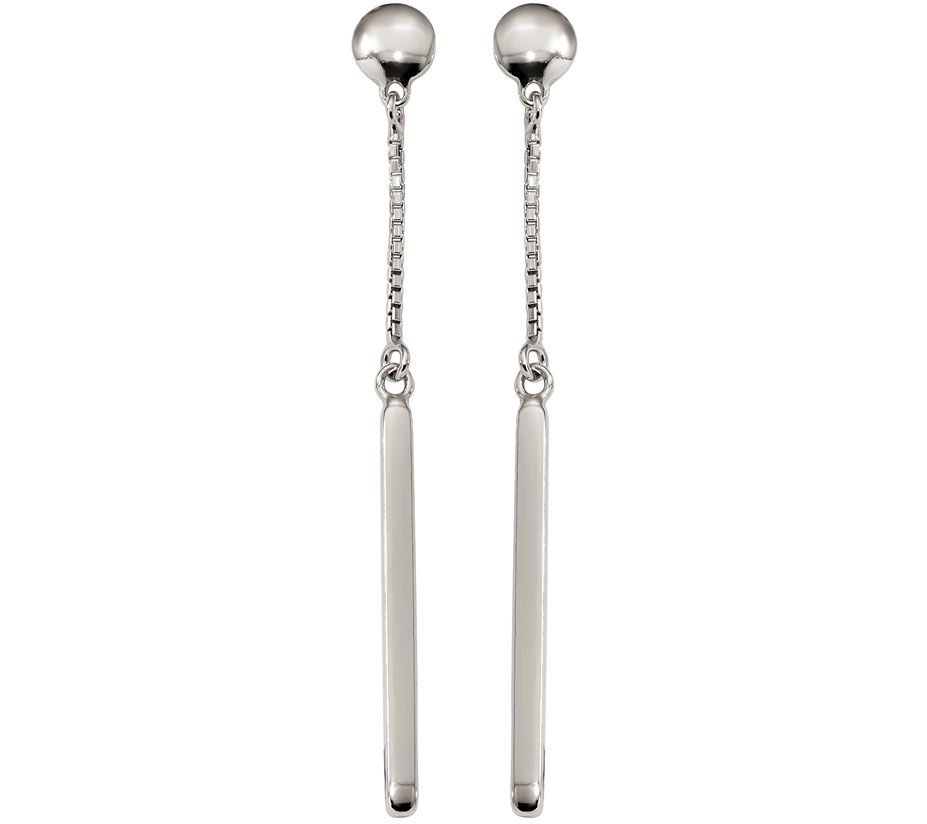 Italian Silver Disc Post Bar Dangle Earrings, S terling