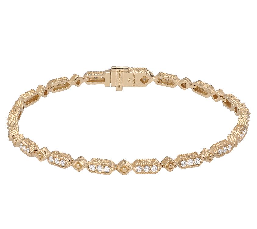 Judith Ripka 14K Gold 6-7/8 Diamond Oval Link Bracelet