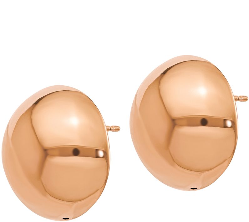 Italian Gold Polished Domed Button Post Earring s 14K
