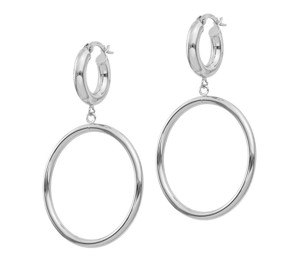Italian Gold 1-7/8 Hoop Dangle Earrings, 14K