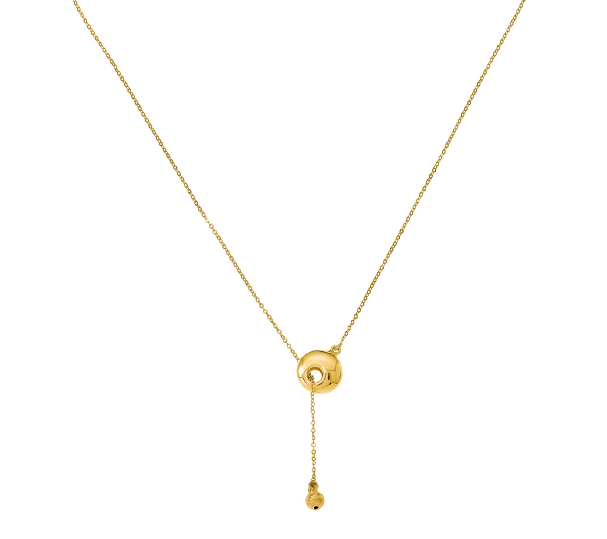 Italian Gold Circle & Bead Toggle Necklace, 14K
