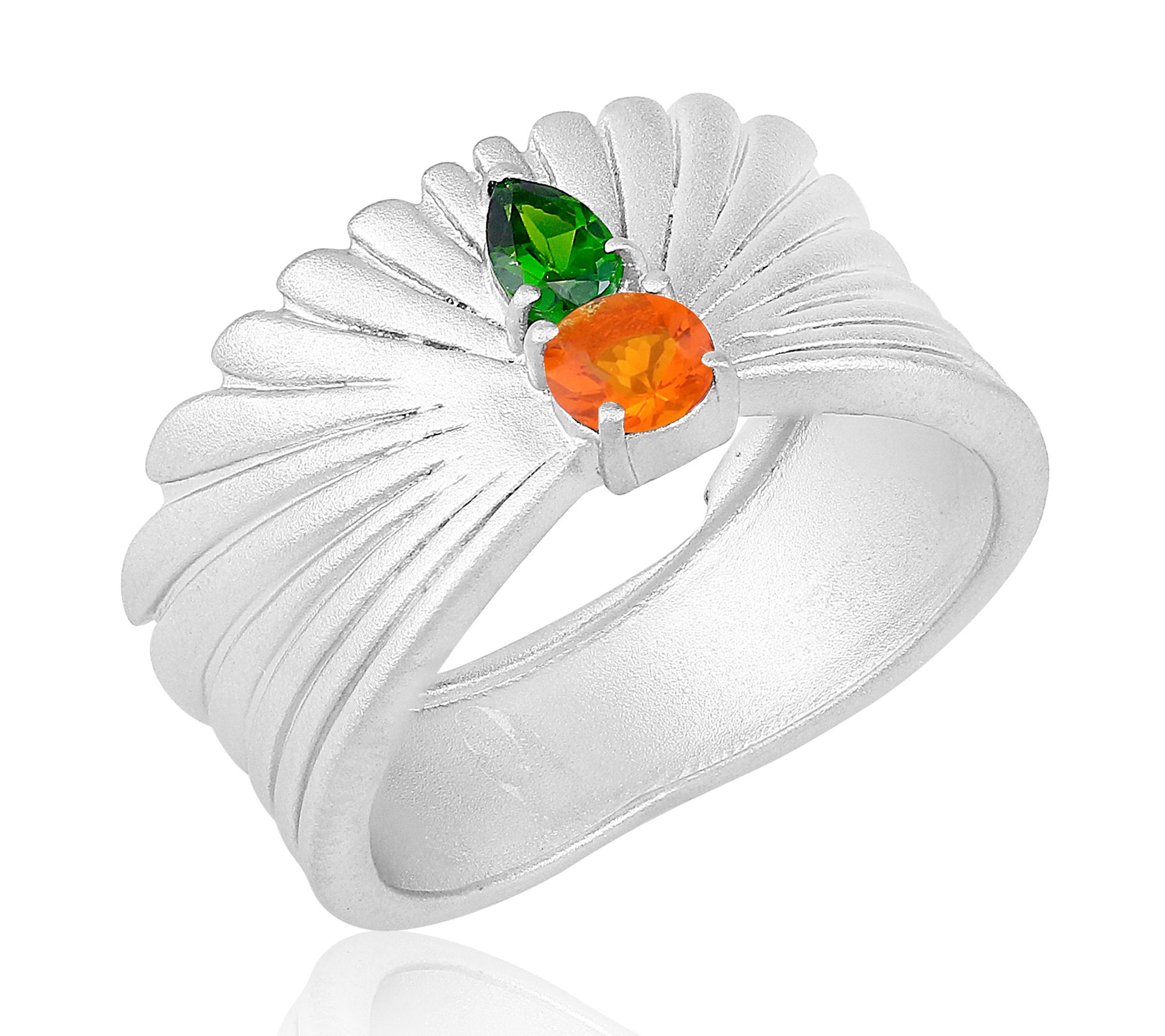 Generation Gems Sterling Chrome Diopside & Fire Opal Ring