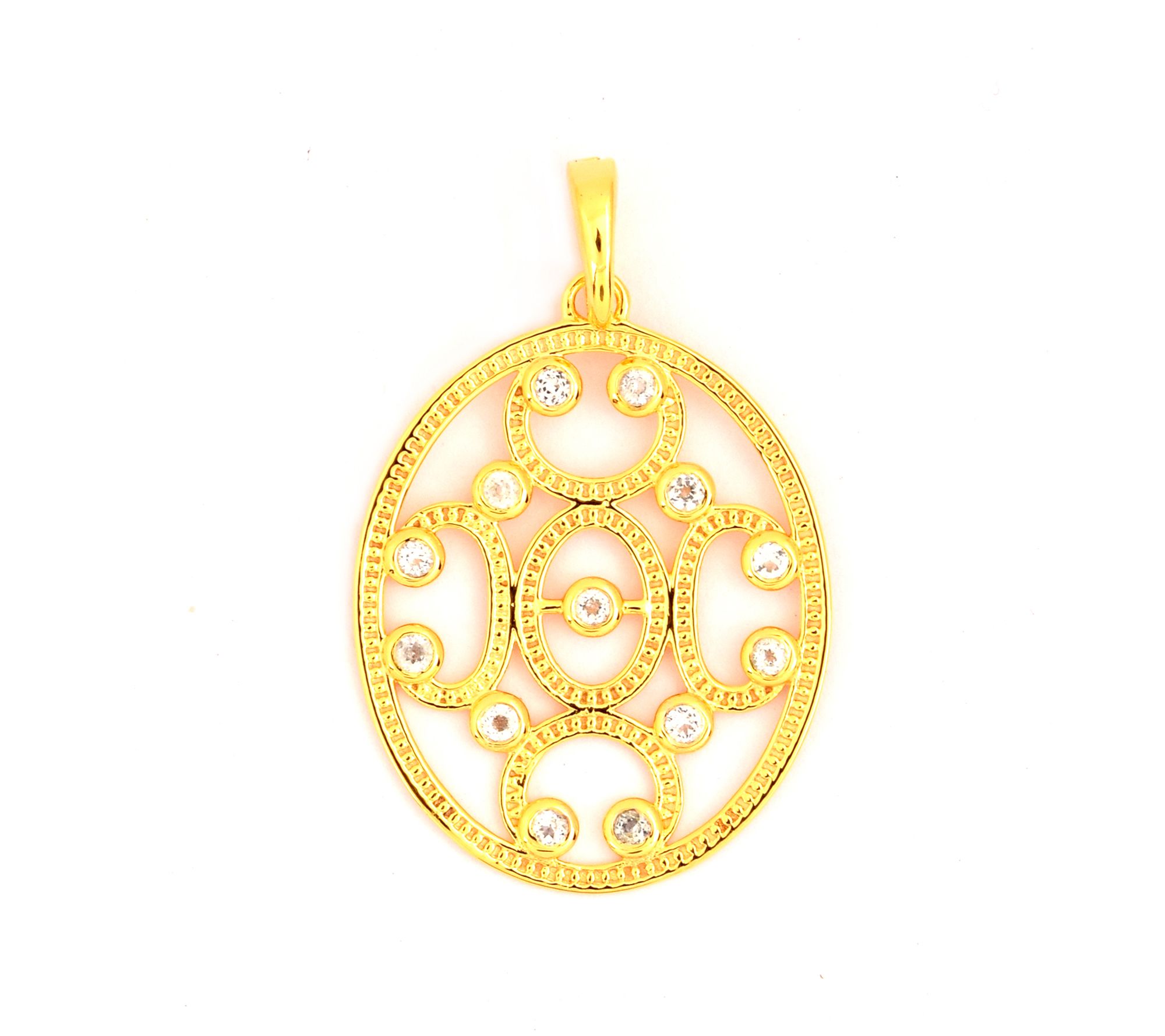 14k Gold Plated Sterling Silver Filigree White opaz Pendant